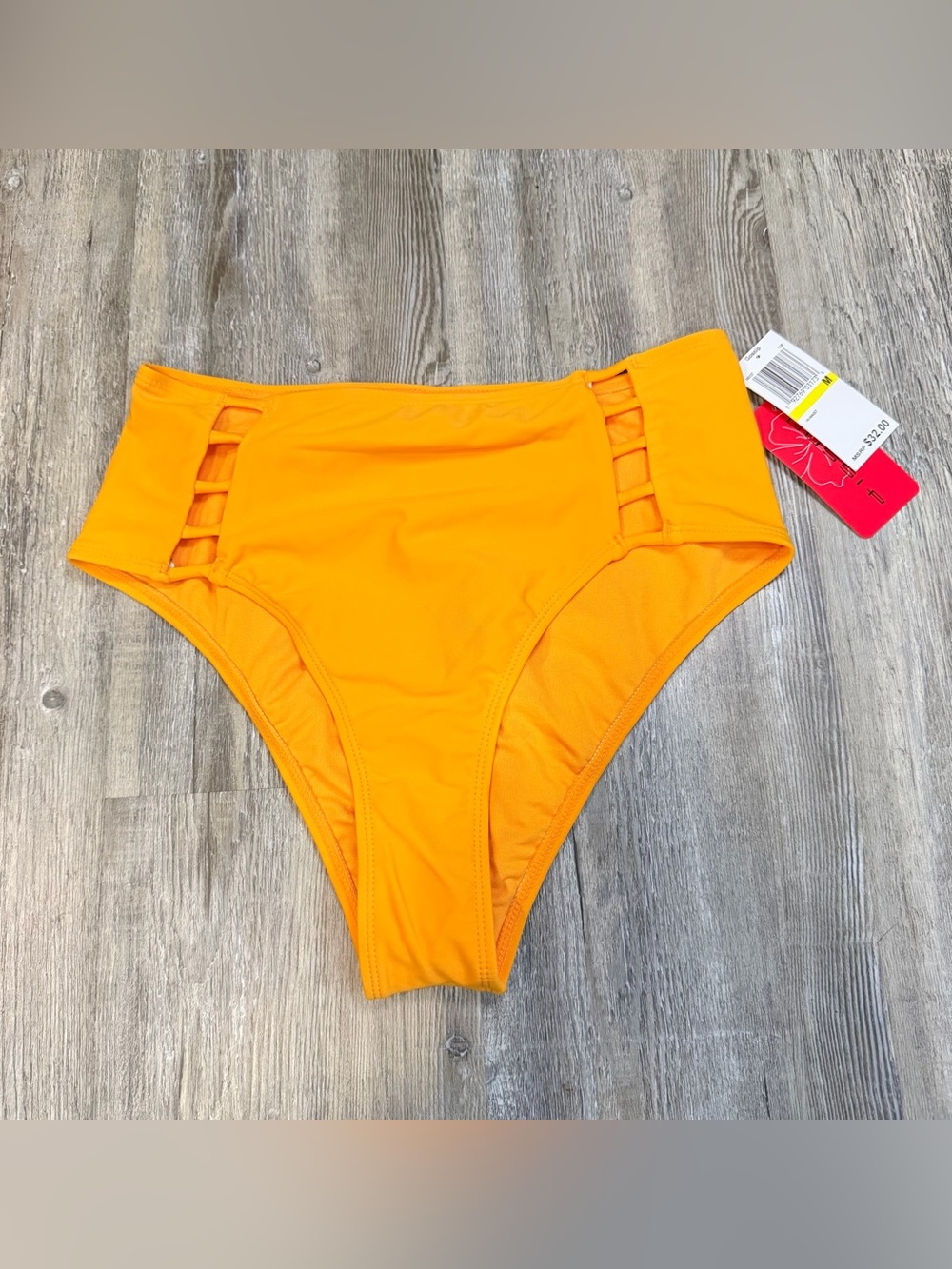 Gossip Orange High-Waist Bikini Bottoms with Ladder Side Cutouts 272